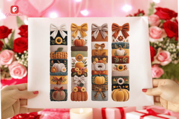 Autumn Pumpkin Bow Fall Bookmark PNG