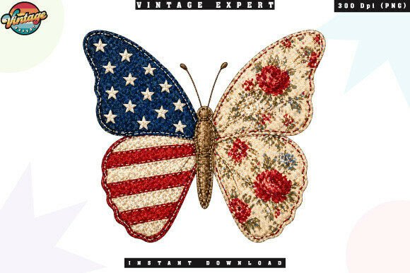 Blending Heritage and Nature: The Strategic Value of Patriotic Floral Butterfly Patchwork PNG in Modern Design