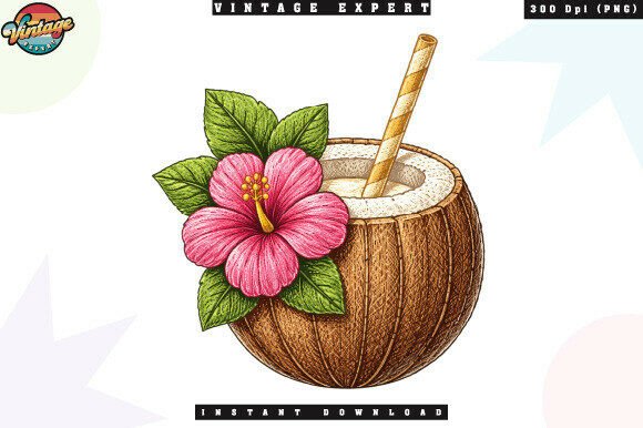 Bringing Summer Vibes to Life with Coconut Drink Summer Crochet Yarn PNG