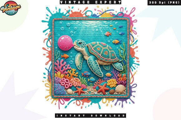 Bringing the Ocean to Life with Adorable Crochet-Style Sea Turtle Designs