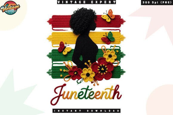 Celebrating Heritage Through Design: The Juneteenth Floral Pride Crochet Yarn PNG