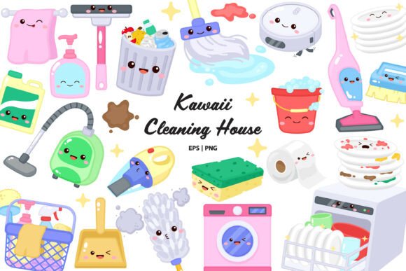 Cute House Cleaning Tools Clipart Guide