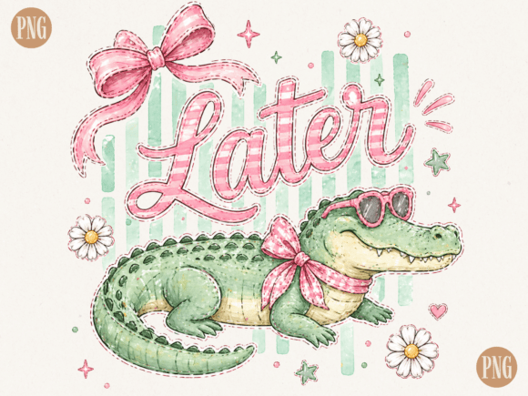 Cute Pastel Alligator Later PNG Clipart