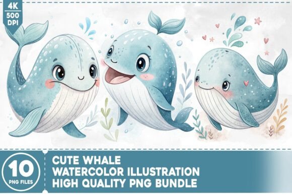 Cute Whale Watercolor Bundle: A Creative Asset