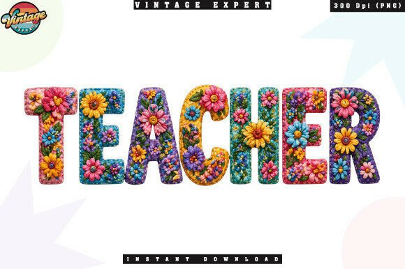 Elevating Educational Branding with the Colorful Teacher Floral Flower PNG