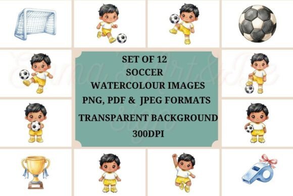 Enhancing Creative Designs with Watercolour Soccer Boys Clipart