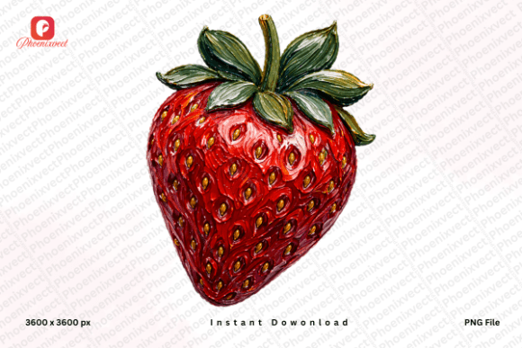 Hand Painted Fruit Strawberry PNG Guide