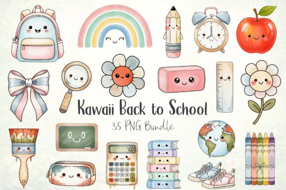 Kawaii Back to School Clipart for DIY Crafts