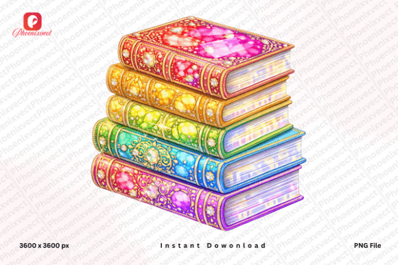 Rainbow Rhinestone Stack Book PNG: A Guide to High-Quality Digital Assets