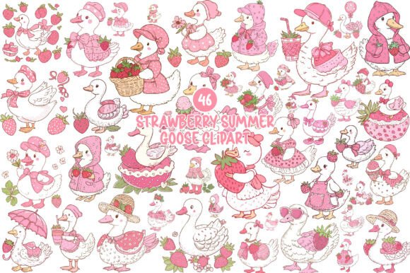 Strawberry Summer Goose Clipart Guide