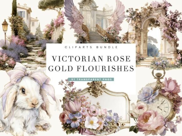 Victorian Flourishes Roses Clipart: Elevating Your Designs with Vintage Elegance