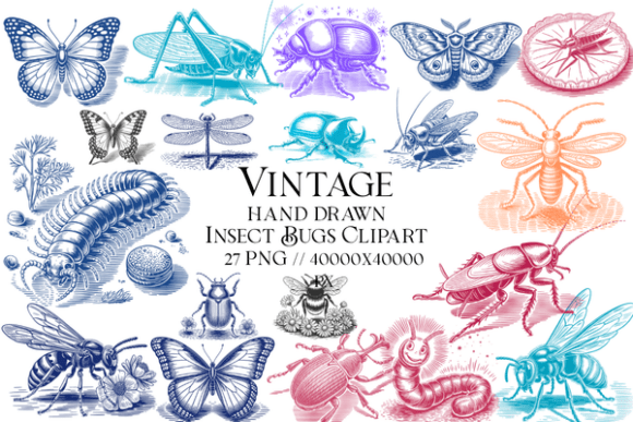 Vintage Insect Clipart for Designers