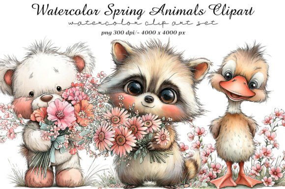 Watercolor Spring Animals Clipart Guide