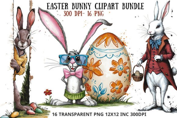 Whimsical Easter Bunny Clipart Bundle: A Creative Resource for Spring Designs