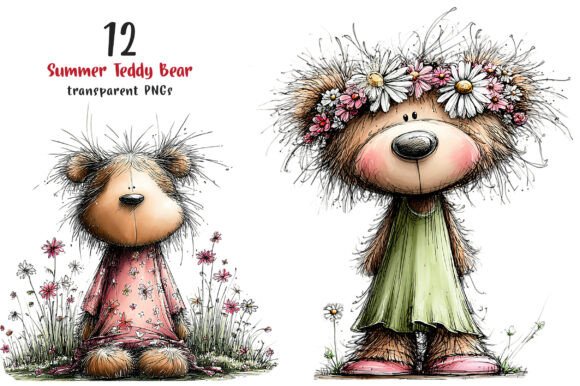 Whimsical Summer Teddy Bear Clipart: Elevating Digital and Print Creativity